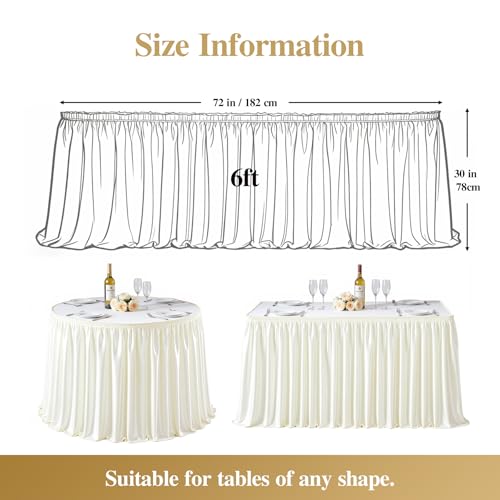 6ft Ivory Satin Table Skirt for Rectangle & Round Table Teacher Desk Skirt by Party Talk - Used condition - Image 4