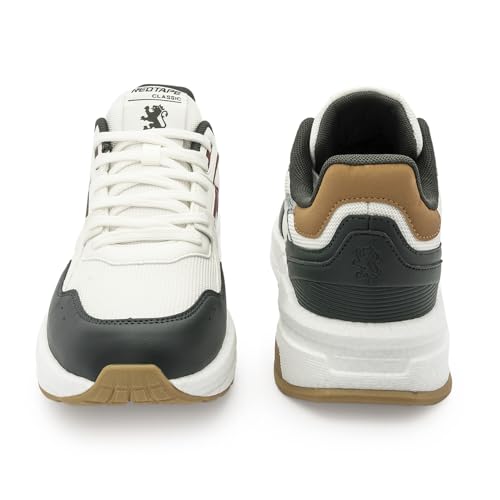 Image of Red Tape Men's Sneakers Black White Mesh Pu Round Toe Lace-Up