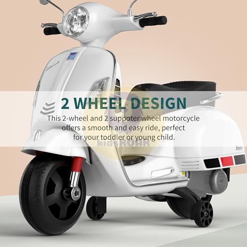 Image of KidsROAR 12V Electric Bike for Kids with Remote Control, Battery Operated Scooter Bike for Boys & Girls, Wide Seat, Music & Lights, Safe Ride-On for 2-6 Years, Manual & Remote Control (White)