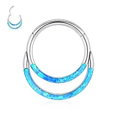 Style6:1pc Silver+Blue Opal Double Hoop