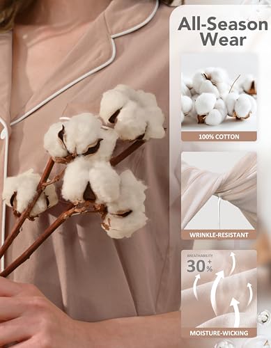 Image of NAP BOUND 100% Cotton Women Pajama Sets Button Down Short Sleeve Sleepwear Soft Pjs 2 Piece Lounge Set with Pocket XS-XXL