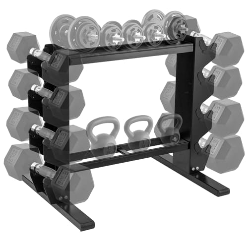 Trintion Heavy Duty Dumbbell Rack Multi-Tier Weight Rack Compact Dumbbell Rack for Dumbbell and Kettlebell Storage Compact Gym Equipment Organizer for Home Gym - Sturdy Steel Frame