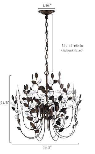 Chandeliers Crystals And Bronze Leaves Farmhouse Vintage Industrial 4-Light Indoor Pendant Lighting Copper Leaf Hanging Lamp Ceiling Light Fixtures For Dining Rooms Living Room Bedrooms Porch Kitchen #TOP1