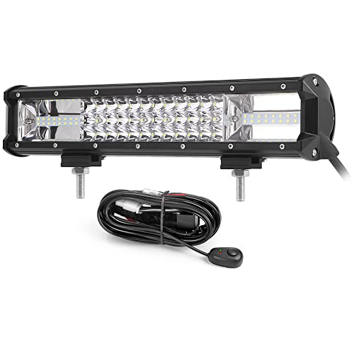 Sufemotec 16 Inch Triple Row LED Light Bar 216W for Offroad 4x4 4WD Atv Uaz Trucks Boat SUV Driving Motorcycle Light Truck LED Work Lights Auto Lamp 12V 24V Free High Power Wire Harness Kit