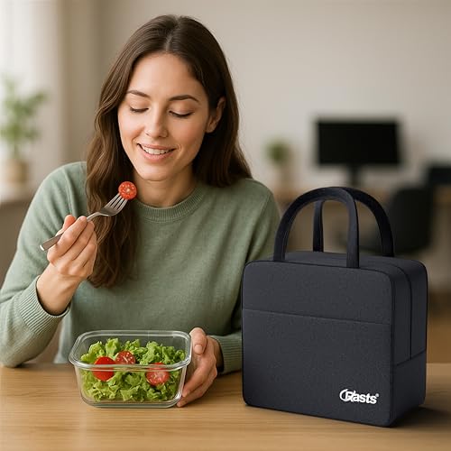 Image of Crasts Insulated Lunch /Tiffin /Storage Bag for Men & Women Reusable Waterproof Travel Bag for Office, College & School Lightweight Thermal Design Polyester Black 7liter