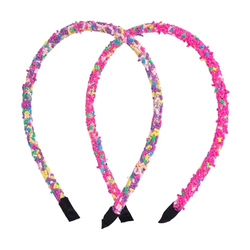 2 Pcs Colorful Cute Sprinkle Candy Headbands, Head Bands for Women, Non Slip Donut Hairband Sweet Hair Accessories for Birthday Parties Festivals image 5