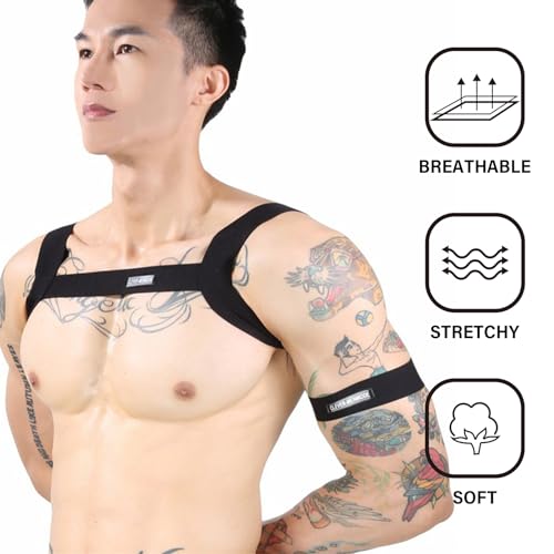 Image of Mens Harness Belt Nylon Elastic Body Shoulder Strap Sexy Halter Club Wear Cosplay Costume