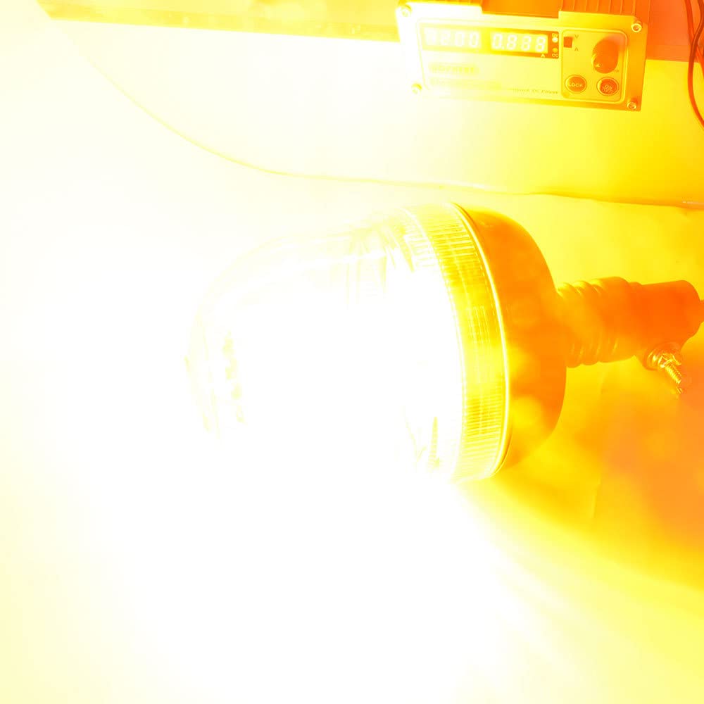 HQRP 30-LED Amber Beacon Warning Light - 360°, 12-110V, IP56 For Forklift (Cushion, Linde) & Industrial Vehicles