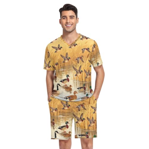 Camisa de pijama de hombre que elimina la rigidez al dormir con diseño de camuflaje talla S