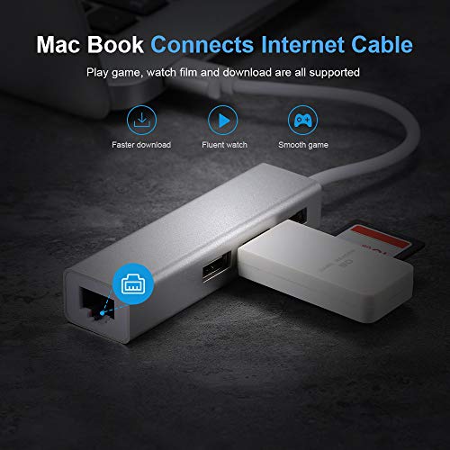 Docooler USB 2.0 Tipo-C 3 Portas HUB Adaptador de Ethernet Rápida RJ45 100 Mbps Conversor de Expansã