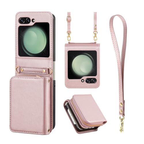 Bandoulière pour Galaxy Z Flip 5 étui portefeuille zippé pour vos sorties de nuit