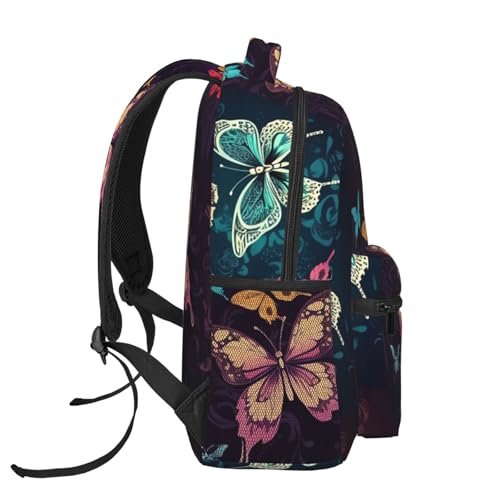 Casual Backpack for Women Men Color butterfly pattern Lightweight Daypack Large Capacity Nurse Bag3