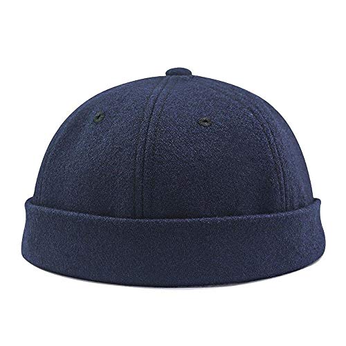 Gorro de lana sin ala para invierno, cálido, con puño enrollado, sin visera, gorro de marinero, marino, L(22.04'-24')