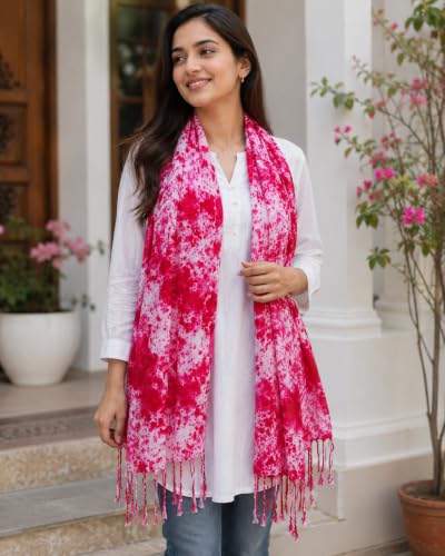 Image of Rayon Scarf for Men & Women | Lightweight Stole, Shawl & Wrap with Batik Design | All-Season Summer & Winter Wear | Soft & Breathable Fabric (28 x 72 inches)