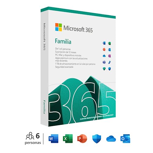 Microsoft 365 Familia - Hasta 6 personas - Para PC/Mac/tabletas/teléfonos móviles - Suscripción...