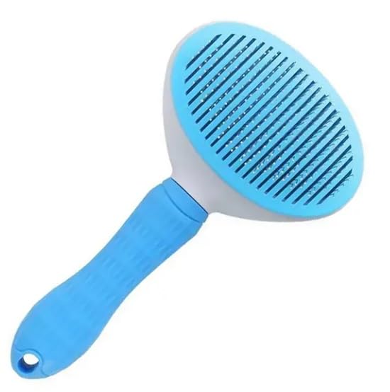 Self-Clean Pet Grooming Brush: Comb for Purr-fectly Polished Pet Cats and furry-fresh Dogs, pet message self-cleaning brush (Blue)
