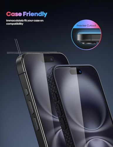 Image of Mr.Shield Align-X Tempered Glass Screen Protector for iPhone 16 Pro Max | (2 Pack) 10H Hardness Guard, Military Grade Protection, Easy Install, Case-Friendly, Anti-Static