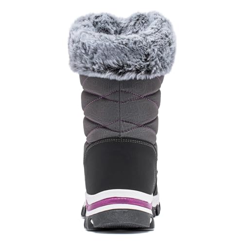 CLYCTIP Warm Gefüttert Winterschuhe Damen Schneestiefel Wasserdicht Outdoor Trekking Wanderschuhe Gr. 37-42 (Grau, Erwachsene, Damen, 40, Numerisch, EU Schuhgrößensystem, M)