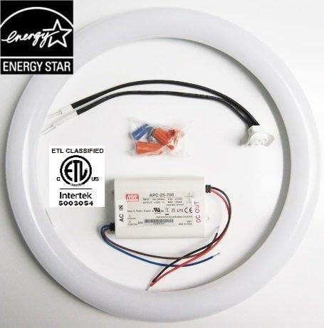 ETL Listed 12" T9 LED Circline 18W Cool White 4100K Frosted Lens with Non-Dimmable External Power Driver to Replace 12 inch 32W Fluorescent Circline Bulb