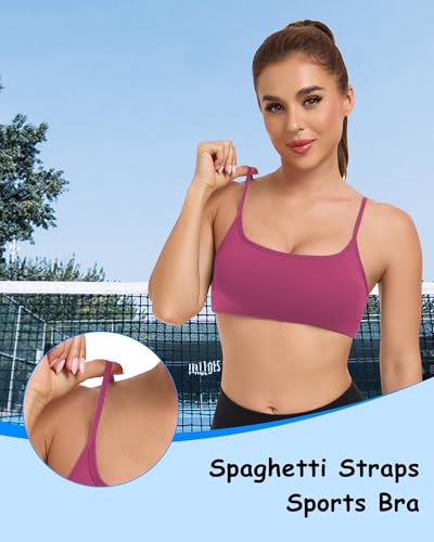 Image of QUOJIZY Sports Bras for Women Open Back Workout Tops for Women Yoga Bra Spaghetti Straps Twist Back