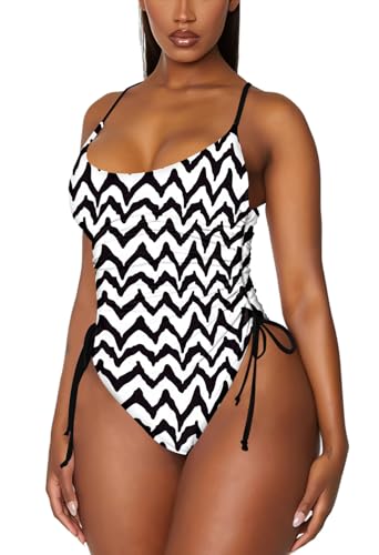 Image of Viottiset Women's Ruched High Cut One Piece Swimsuit Tummy Control Bathing Suit Monokini