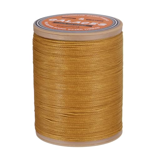 Hilo encerado redondo para coser piel, 220 m / 240 yardas, cuerda encerada de poliéster 420D para artesanía en cuero, encuadernación, pulseras trenzadas, marrón dorado miniatura 1