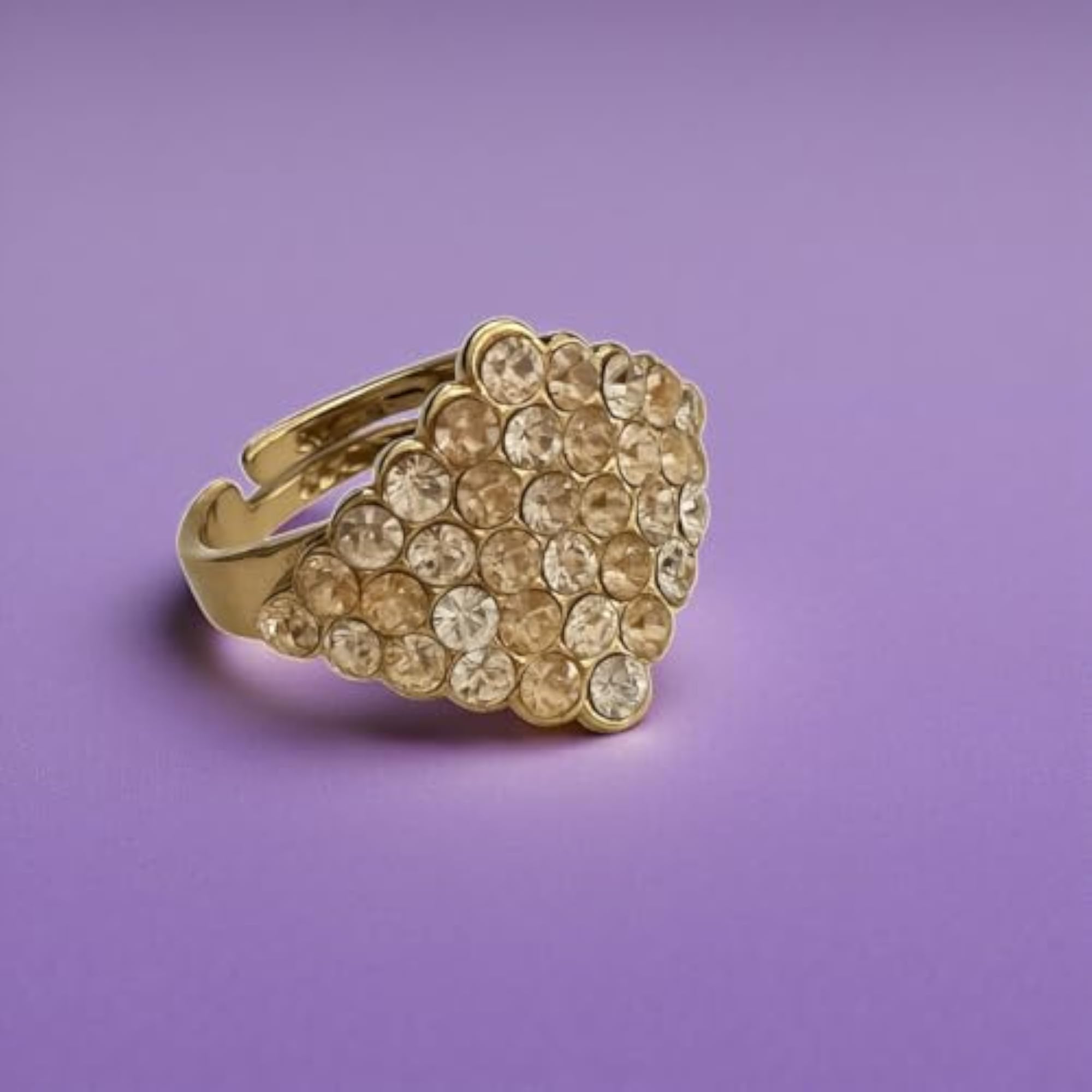 Women's Rose Gold Plated Square Shape Sparkling American Diamond Ring, Statement Gift