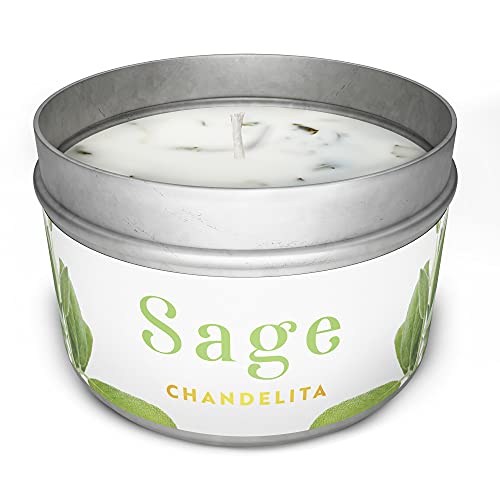 CHANDELITA Duftkerze aus Salbei für Energie und Energie, Salbeiblätter, mit Sojawachs für Reinigung, Entspannung, Meditation, Heilung von Chakras und Dekoration des Hauses