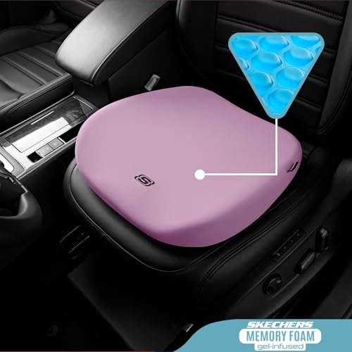 Image of Skechers Seat Cushion Premium Gel & Memory Foam-Office Chair Cushion for Tailbone Pain Relief,Butt Pillow for Office Chair,Car seat Cushion,Long Sitting Office Workers,and Car Drivers,Purple