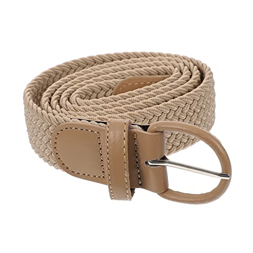 Durable Elastic Braided Waist Belt Unisex Stretch Woven Dress Belt for Men and Women Comfortable Clothes Accessory for Daily and Party Use Beige