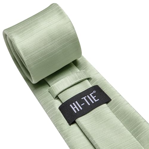 Image of Hi-Tie Men Silk Ties Set with Flower Lapel Pin Necktie Pocket Square Cufflinks for Tuxedo Wedding Business