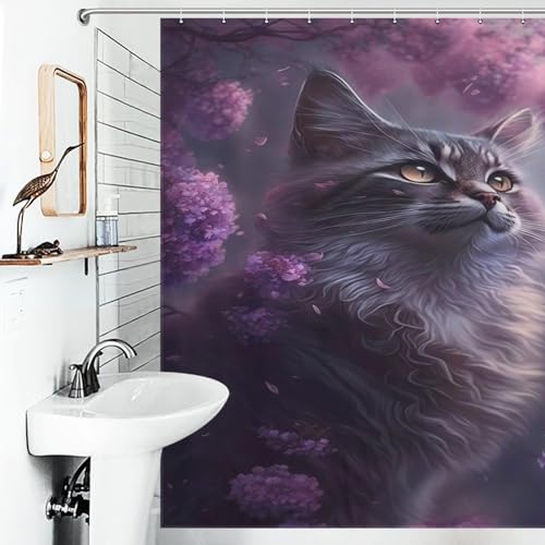 Eviter les éclaboussures avec le rideau de douche chat imperméable et robuste - 6