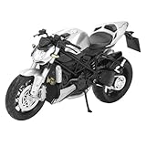 CHICIRIS Legierungs-Motorradmodell Im Maßstab 1:12, Realistisches Motorradspielzeug mit Spiegelrahmen Als Ausstellungssammlungsgeschenk (Silver)