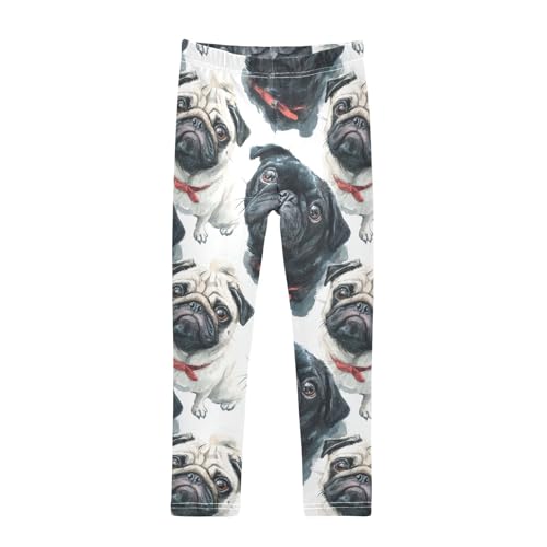 Girls Leggings White Black Pugs Animals Soft Toddler Leggings for Girls Kids Pants Size 4T-10T