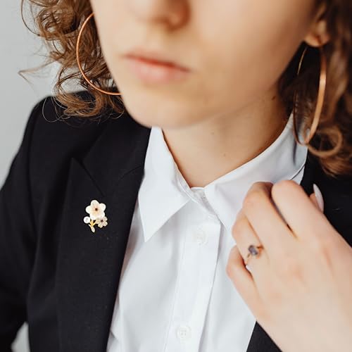 Image of Flower Floral Pearl Brooch Rhinestone Crystal Brooch Leaf Bouquet Brooch Pin Fashion Dress Accessories Birthday Graduation Jewelry Gift For Women