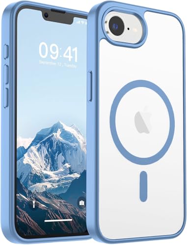Image of DIZORO Compatible iPhone 17e / iPhone 16e Case,Compatible with MagSafe, Non Yellow Military-Grade Drop Protection & Hard PC Back Cover Slim Transparent Anti-Scratch Shockproof Phone Case - Off Blue