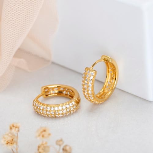 Image of ZAVYA 925 Sterling Silver Cubic Zirconia Circular Gold Plating Earrings | | Gift for Women and Girls | With Certificate of Authenticity and 925 Hallmark