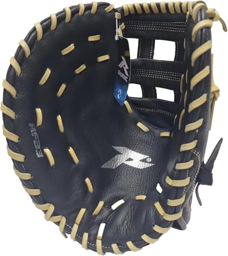 Runic RFB Slow Pitch Softball Glove, First Base Mitt 13 Inches Black/Camel Left Hand Throw