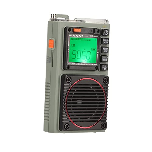 Radio Portable, Radio FM VHF AM SW WB Pleine Bande avec Lampe de Poche, Radio Rétro de Poche d'urgence 1000 MAh, Prise en Charge BT de Lecture de Carte D'alarme SOS, pour la