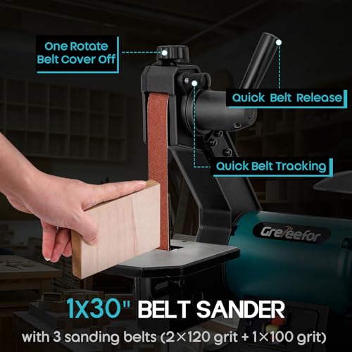 6" Bench Grinder & 1"x30" Belt Sander Combo, Bench Belt Sander & Grinder for Metalworking, Belt Grinder for Knife Making, sharpening thumbnail 3