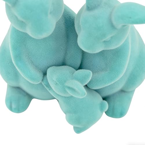 Lapin de Pâques floqué vert en résine douce pour décoration de table