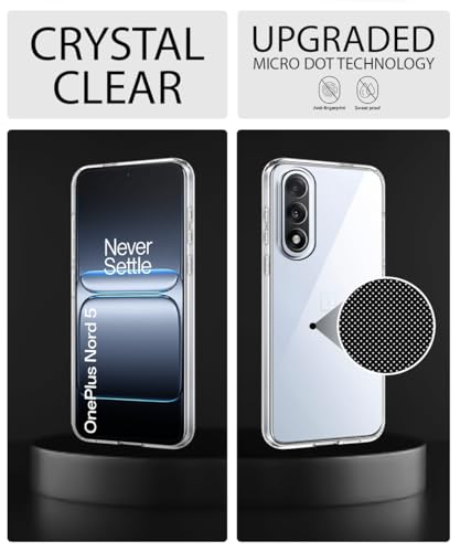Image of WOW IMAGINE Transparent Back Cover Case for 1+ OnePlus Nord 5 | Raised Bumps for Full Device & Camera Protection Shockproof TPU Silicone Back Case Mobile Cover - Transparent