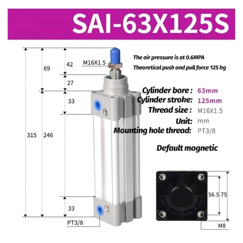 Vérin pneumatique SAI63 à double effet pour un contrôle de course optimal - 3
