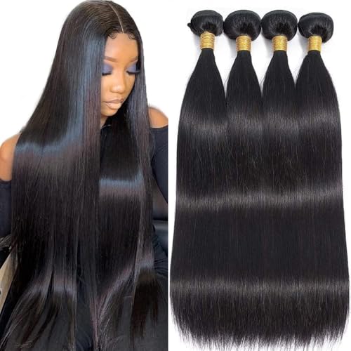 Brazilian Straight Human Hair 4 Bundles 24 26 28 30 Inch 100% Unprocessed Virgin Straight Weave Bundles Human Hair