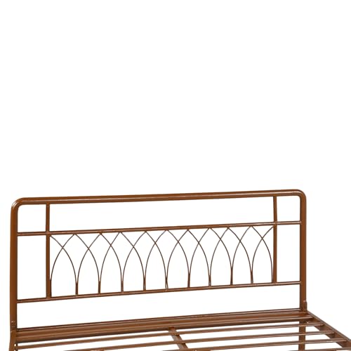 Image of Jexx Metal Queen Size Bed Without Storage | Wrought Iron Double Bed with Headboard & Footboard | Sturdy Powder Coated Platform Bed Queen Size Cot for BedroomLivingRoom Brown (75x60)