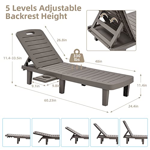 Yofe Chaise Lounge Set Of 2,Pool Lounge Chair Set For Outdoor Patio & Beach,75¡± Outside Chaise Lounge With Adjustable Backrest,Pool Lounge Chairs,330Lbs Weight Capacity #TOP2