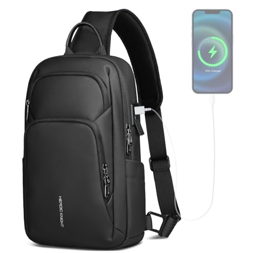 hk Sling Bag for Men with water bottles – Lightweight Waterproof Crossbody Bag with Tablet Pocket