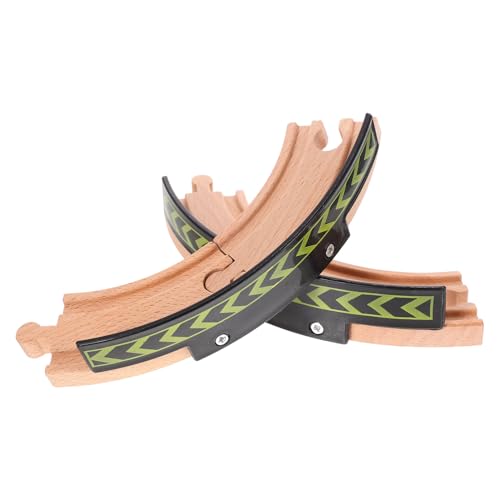 VANZACK 2Pcs Short Curved Wooden Train Track for DIY Railway Playset Educational Accessories to Enhance Creativity and Imagination