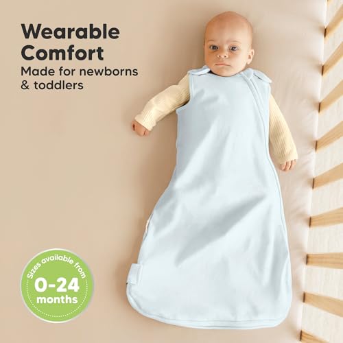 Image of 2-Pack Organic Baby Sleep Sacks, 100% Cotton 0.5TOG (Glacier, 0-6M) | Soft Breathable, Baby Wearable Blanket, Toddler Sleeping Sack 0-6 Months, Easy to Wear Transitional Swaddles for Newborns
