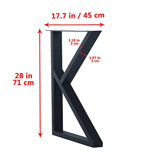 Image of MBQQ 2 Pcs Furniture Legs Rustic Decory K Shape Table Legs,Heavy Duty Metal Desk Legs,Dining Table Legs,Industrial Modern, DIY Iron Bench Legs(H28 inchxW17.7 inch)
